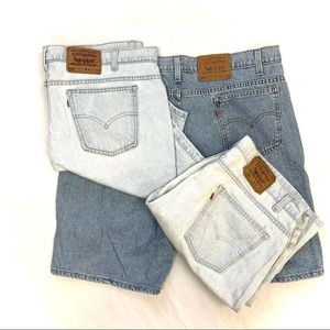 Levi’s 505 Regular Fit Jeans Shorts 3 Pairs Size Waist 42 Vintage 1990s